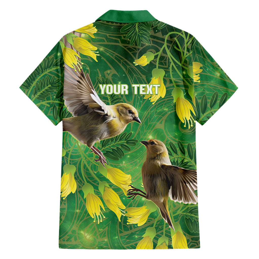 Bellbird New Zealand Personalised Family Matching Short Sleeve Bodycon Dress and Hawaiian Shirt Kowhai Flower Maori Pattern LT22 - Polynesian Pride