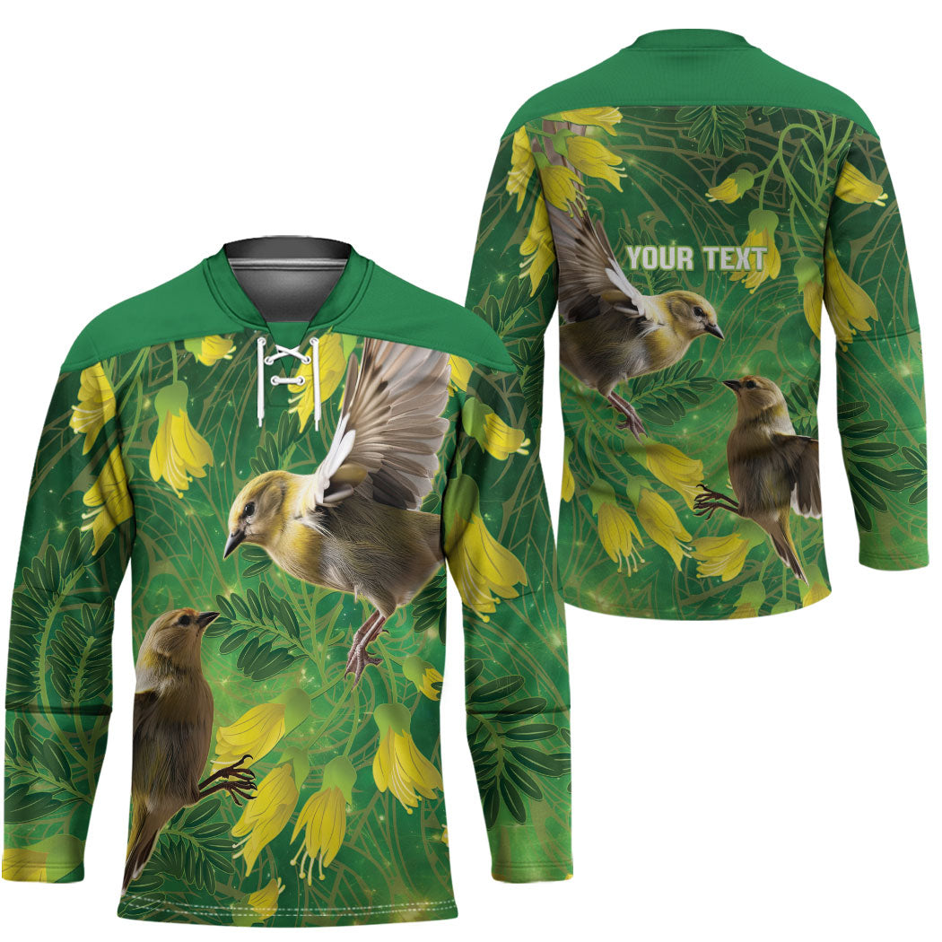 Bellbird New Zealand Personalised Hockey Jersey Kowhai Flower Maori Pattern