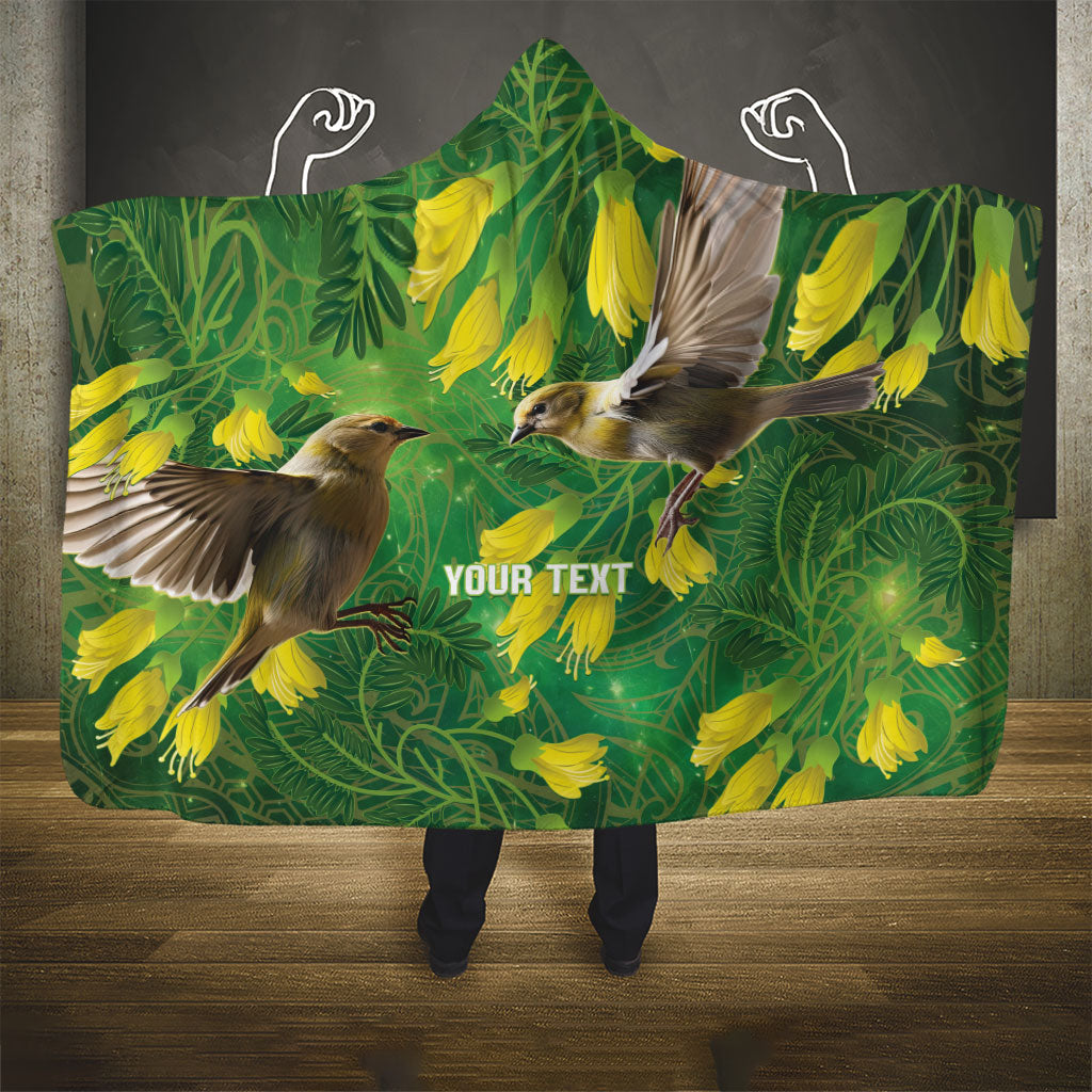 Bellbird New Zealand Personalised Hooded Blanket Kowhai Flower Maori Pattern