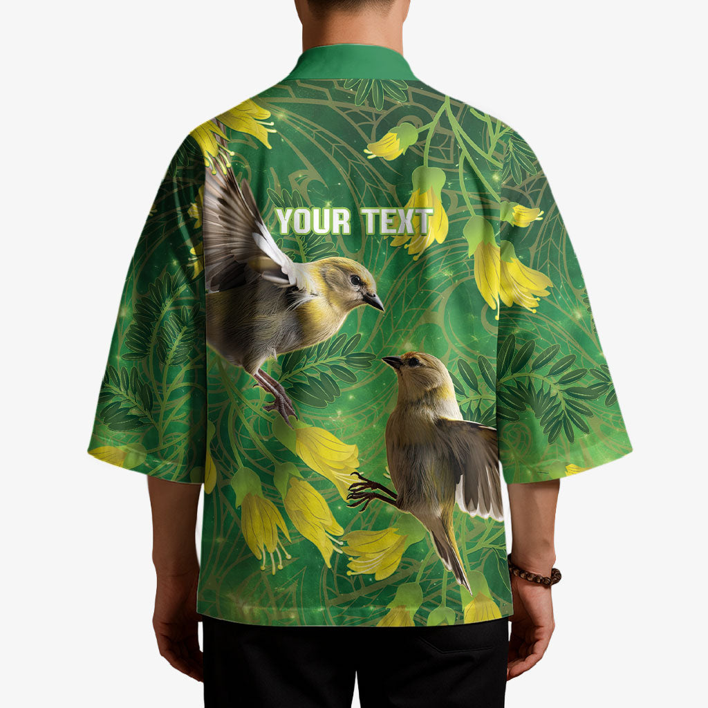 Bellbird New Zealand Personalised Kimono Kowhai Flower Maori Pattern