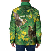 Bellbird New Zealand Personalised Padded Jacket Kowhai Flower Maori Pattern