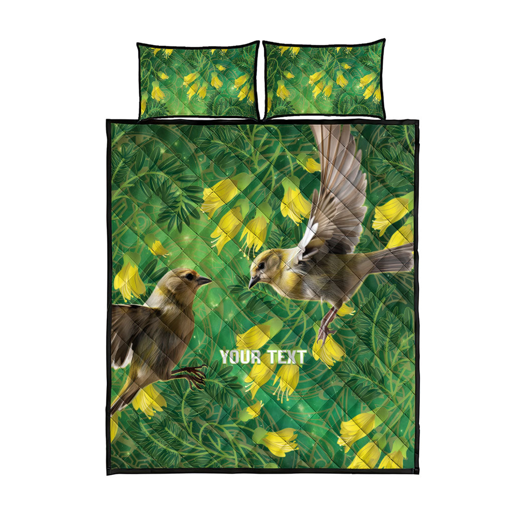 Bellbird New Zealand Personalised Quilt Bed Set Kowhai Flower Maori Pattern