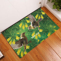 Bellbird New Zealand Personalised Rubber Doormat Kowhai Flower Maori Pattern