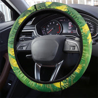 Bellbird New Zealand Steering Wheel Cover Kowhai Flower Maori Pattern