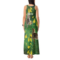 Bellbird New Zealand Personalised Tank Maxi Dress Kowhai Flower Maori Pattern