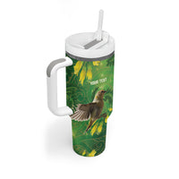 Bellbird New Zealand Personalised Tumbler With Handle Kowhai Flower Maori Pattern
