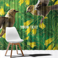 Bellbird New Zealand Personalised Window Curtain Kowhai Flower Maori Pattern