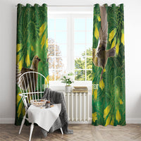 Bellbird New Zealand Personalised Window Curtain Kowhai Flower Maori Pattern
