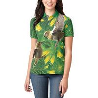 Bellbird New Zealand Personalised Women Polo Shirt Kowhai Flower Maori Pattern