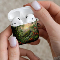 Bellbird New Zealand Personalised AirPods Case Korimako Harakeke Flower Native Forest