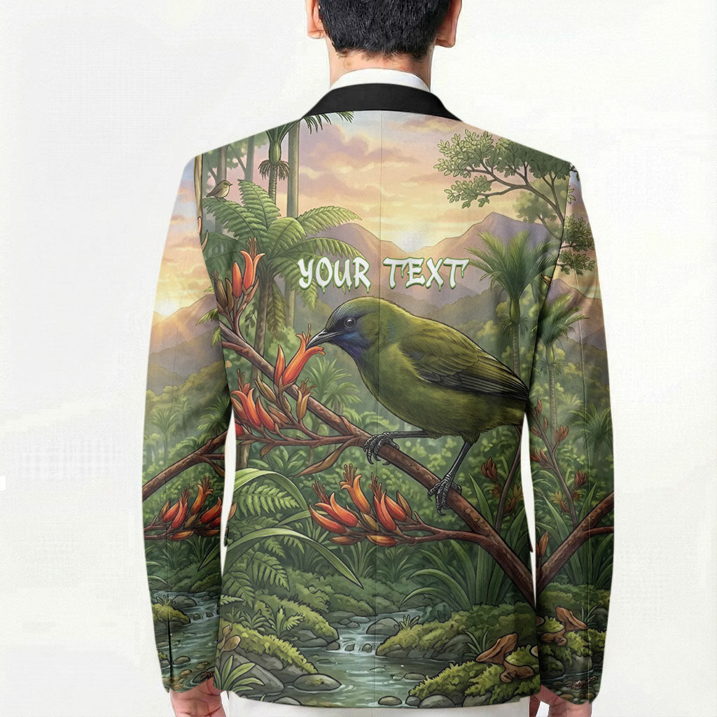 Bellbird New Zealand Personalised Blazer Korimako Harakeke Flower Native Forest