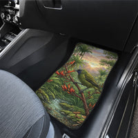 Bellbird New Zealand Personalised Car Mats Korimako Harakeke Flower Native Forest