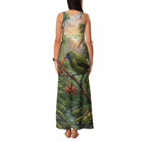 Bellbird New Zealand Personalised Family Matching Tank Maxi Dress and Hawaiian Shirt Korimako Harakeke Flower Native Forest LT22 - Polynesian Pride