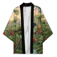 Bellbird New Zealand Personalised Kimono Korimako Harakeke Flower Native Forest