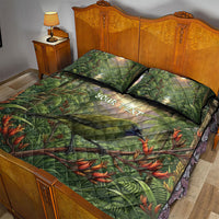 Bellbird New Zealand Personalised Quilt Bed Set Korimako Harakeke Flower Native Forest
