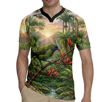 Bellbird New Zealand Personalised Rugby Jersey Korimako Harakeke Flower Native Forest