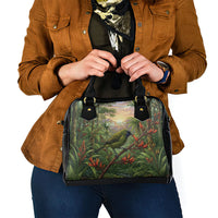 Bellbird New Zealand Personalised Shoulder Handbag Korimako Harakeke Flower Native Forest
