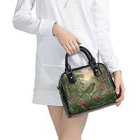 Bellbird New Zealand Personalised Shoulder Handbag Korimako Harakeke Flower Native Forest