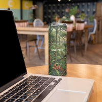 Bellbird New Zealand Personalised Skinny Tumbler Korimako Harakeke Flower Native Forest LT22 - Polynesian Pride