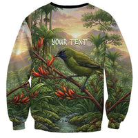 Bellbird New Zealand Personalised Sweatshirt Korimako Harakeke Flower Native Forest