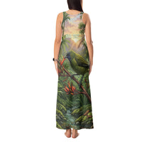Bellbird New Zealand Personalised Tank Maxi Dress Korimako Harakeke Flower Native Forest