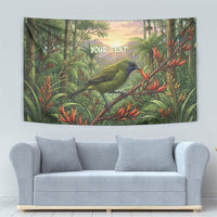 Bellbird New Zealand Personalised Tapestry Korimako Harakeke Flower Native Forest