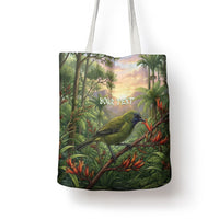 Bellbird New Zealand Personalised Tote Bag Korimako Harakeke Flower Native Forest