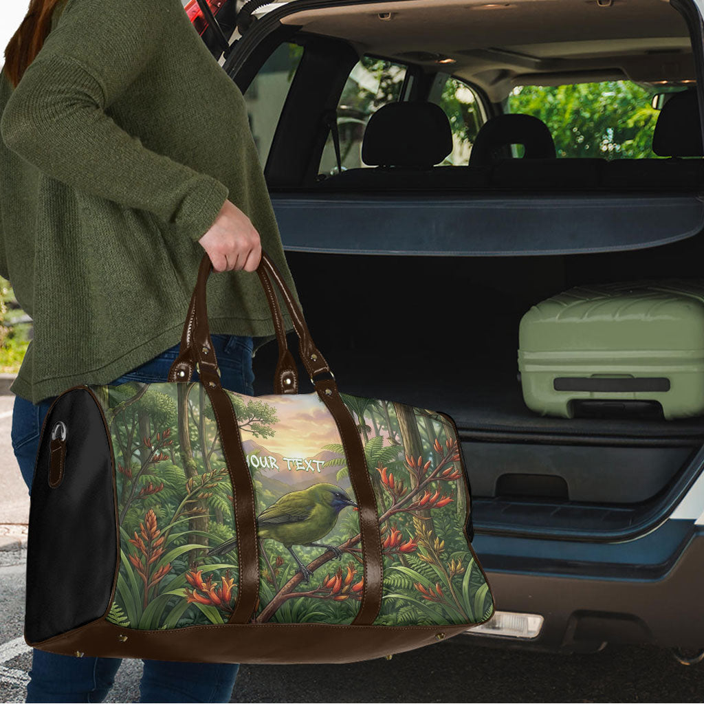 Bellbird New Zealand Personalised Travel Bag Korimako Harakeke Flower Native Forest