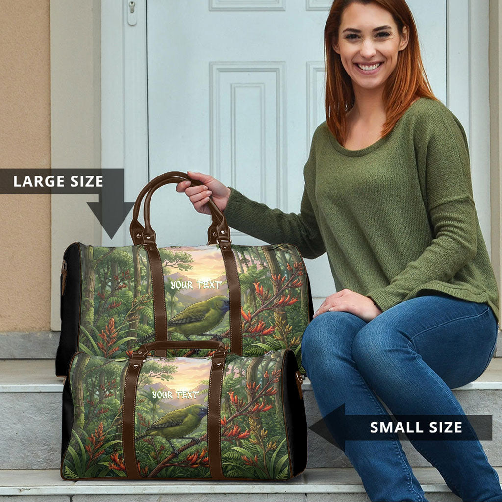 Bellbird New Zealand Personalised Travel Bag Korimako Harakeke Flower Native Forest