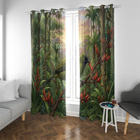 Bellbird New Zealand Personalised Window Curtain Korimako Harakeke Flower Native Forest