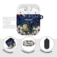 Tomtit New Zealand Personalised AirPods Case Miromiro Manuka Flower Maori Pattern