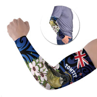 Tomtit New Zealand Personalised Arm Sleeves Miromiro Manuka Flower Maori Pattern
