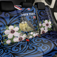 Tomtit New Zealand Personalised Back Car Seat Cover Miromiro Manuka Flower Maori Pattern