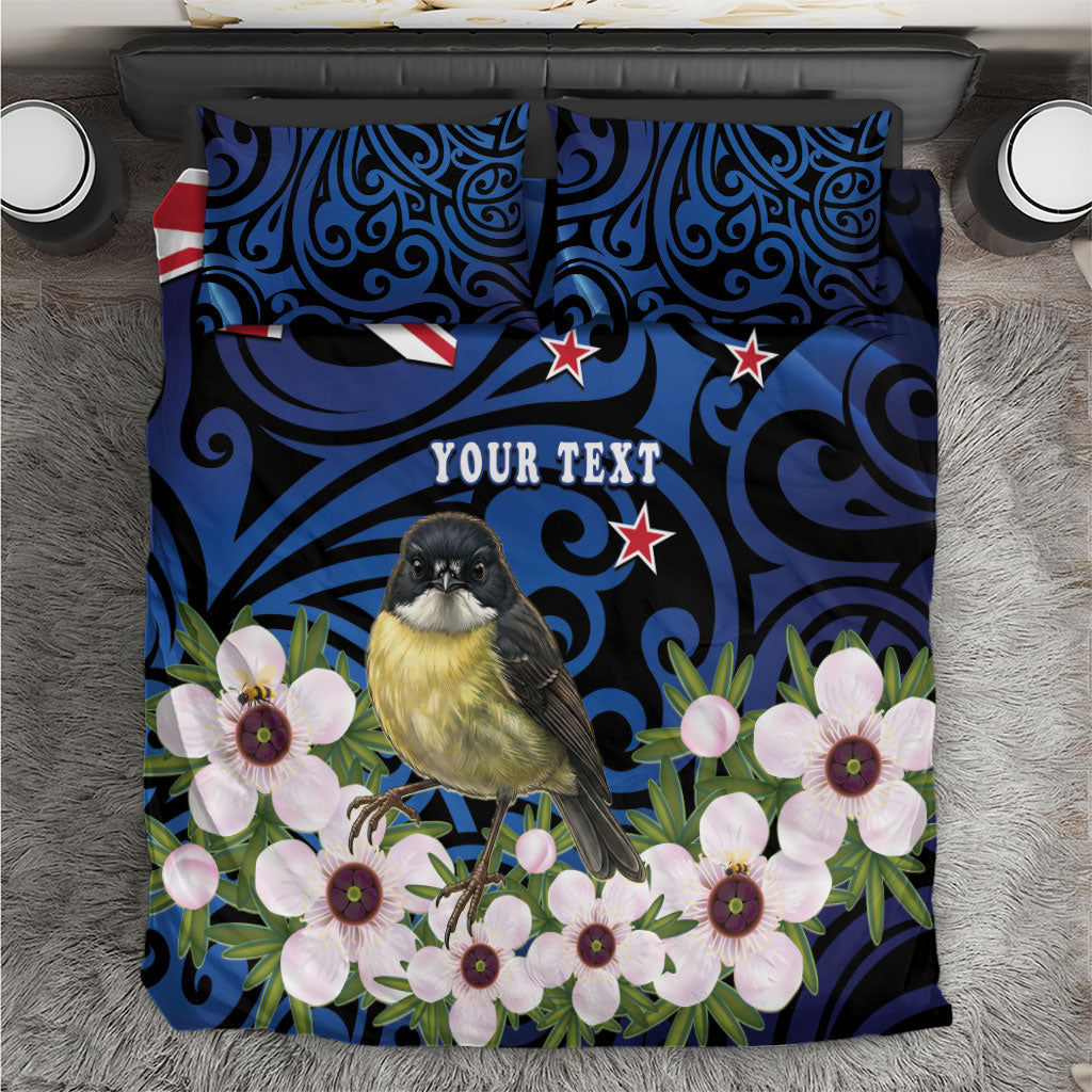 Tomtit New Zealand Personalised Bedding Set Miromiro Manuka Flower Maori Pattern