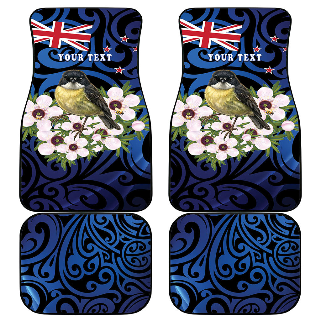 Tomtit New Zealand Personalised Car Mats Miromiro Manuka Flower Maori Pattern