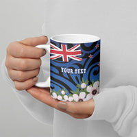 Tomtit New Zealand Personalised Ceramic Mug Miromiro Manuka Flower Maori Pattern