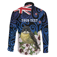 Tomtit New Zealand Personalised Family Matching Off Shoulder Short Dress and Hawaiian Shirt Miromiro Manuka Flower Maori Pattern LT22 - Polynesian Pride