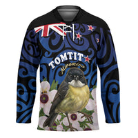 Tomtit New Zealand Personalised Hockey Jersey Miromiro Manuka Flower Maori Pattern