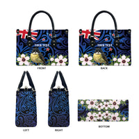 Tomtit New Zealand Personalised Leather Bag Miromiro Manuka Flower Maori Pattern