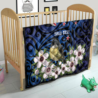 Tomtit New Zealand Personalised Quilt Miromiro Manuka Flower Maori Pattern