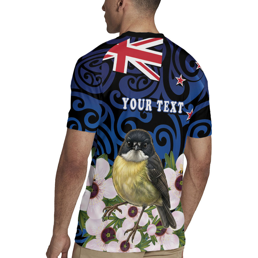Tomtit New Zealand Personalised Rugby Jersey Miromiro Manuka Flower Maori Pattern