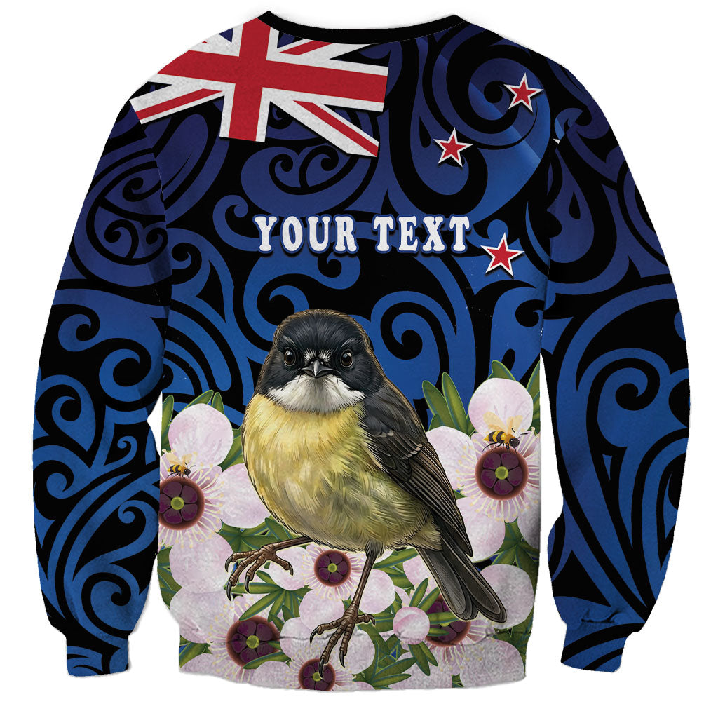 Tomtit New Zealand Personalised Sweatshirt Miromiro Manuka Flower Maori Pattern