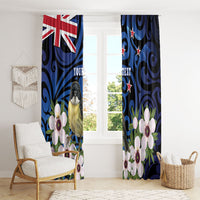 Tomtit New Zealand Personalised Window Curtain Miromiro Manuka Flower Maori Pattern