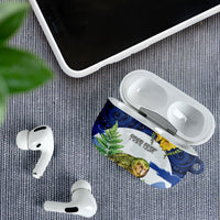 Kakapo New Zealand Personalised AirPods Case Kowhai Flower Silver Fern Maori Pattern