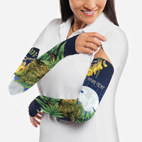 Kakapo New Zealand Personalised Arm Sleeves Kowhai Flower Silver Fern Maori Pattern