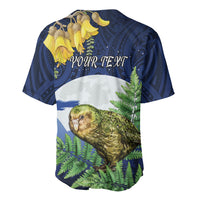 Kakapo New Zealand Personalised Baseball Jersey Kowhai Flower Silver Fern Maori Pattern