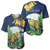 Kakapo New Zealand Personalised Baseball Jersey Kowhai Flower Silver Fern Maori Pattern