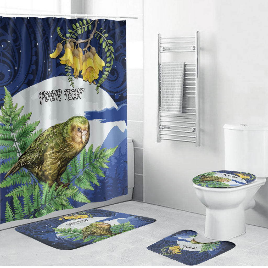Kakapo New Zealand Personalised Bathroom Set Kowhai Flower Silver Fern Maori Pattern