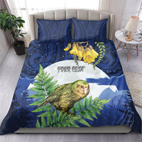 Kakapo New Zealand Personalised Bedding Set Kowhai Flower Silver Fern Maori Pattern