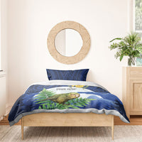 Kakapo New Zealand Personalised Bedding Set Kowhai Flower Silver Fern Maori Pattern